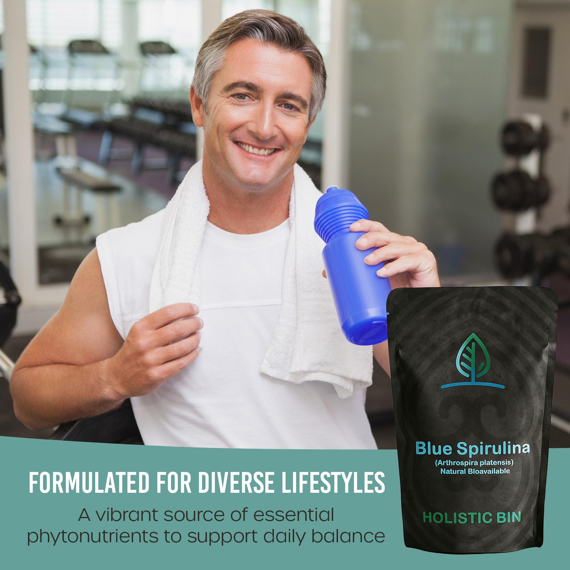 Holistic Bin HOLISTIC BIN Blue Spirulina Powder - Organic Blue-Green Algae Supplement, Rich Source of Vegan Protein, Vitamins, & Phytonutrients, Ideal for Smoothies, Baked Goods, & Natural Food Coloring - 50 Grams
