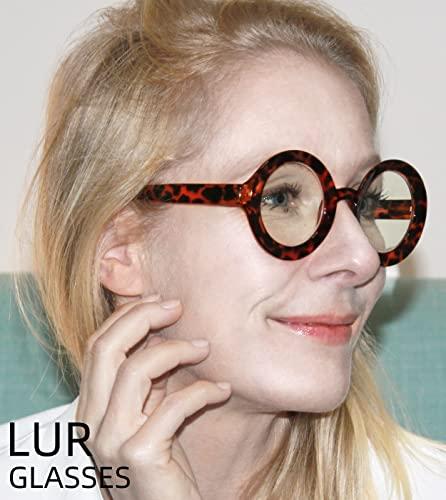 LUR LUR Blue Light Blocking Reading Glasses for Women - 4 Pack Round Computer Readers +1.00