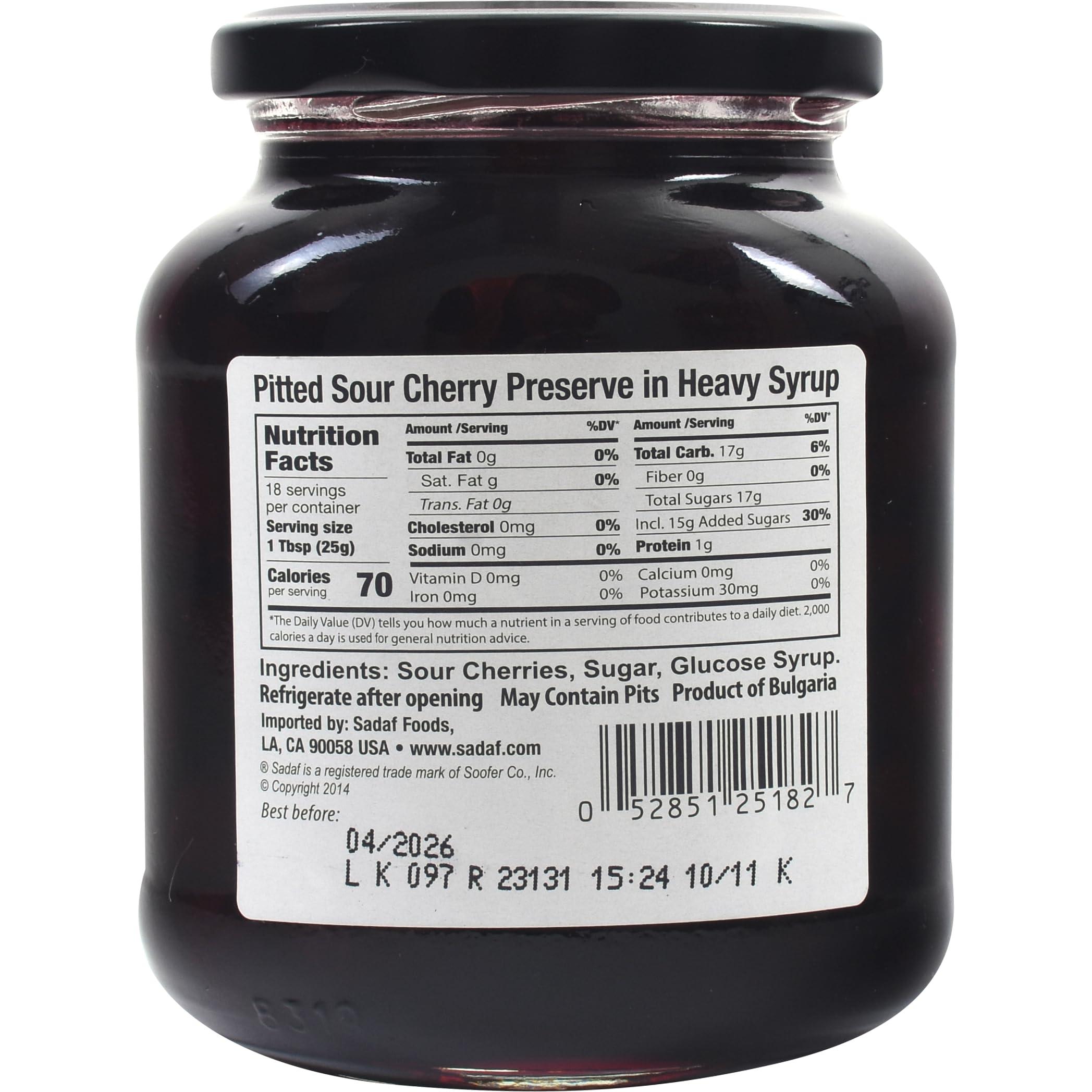 WGM Sadaf Sour Cherry Preserves - Moraba Albaloo - Cherry Preserves for Cooking & Baking - Kosher - 15.5 oz Jar