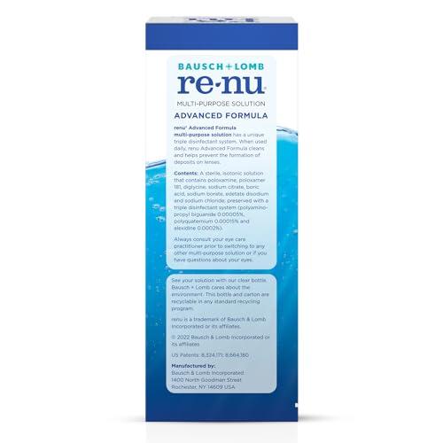Renu Renu Contact Lens Solution Multipurpose Disinfectant, Advanced Formula Lens Cleaner, Cleans & Moisturizes Soft & Silicon Hydrogel Lenses, 12 Fl Oz