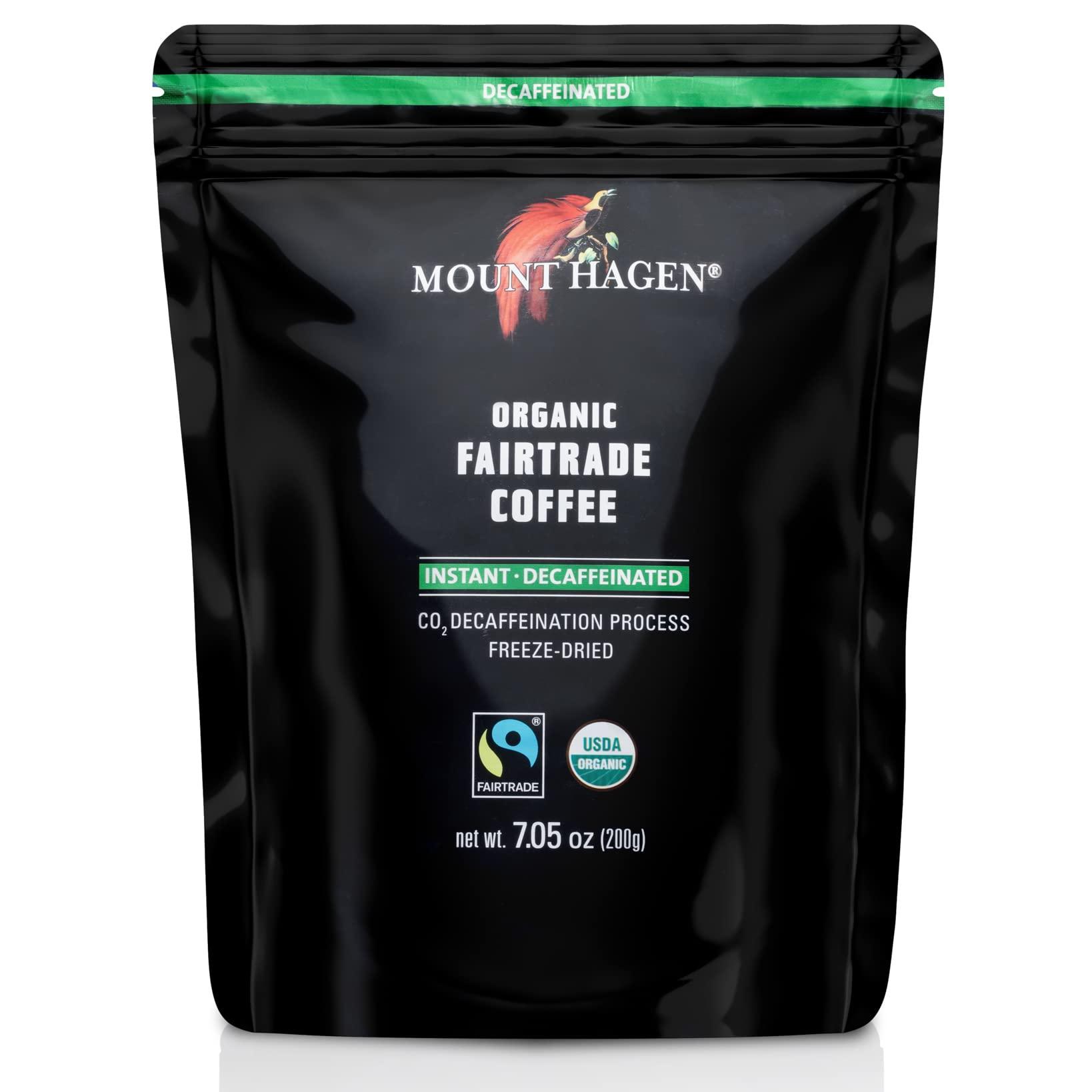 Mount Hagen Mount Hagen 7.05oz Organic Freeze Dried Instant Decaf Coffee - 2 Pack | Organic Medium Roast Arabica Beans | Fair-Trade, Eco-friendly in Resealable Pouch Bag [2x7.05oz]