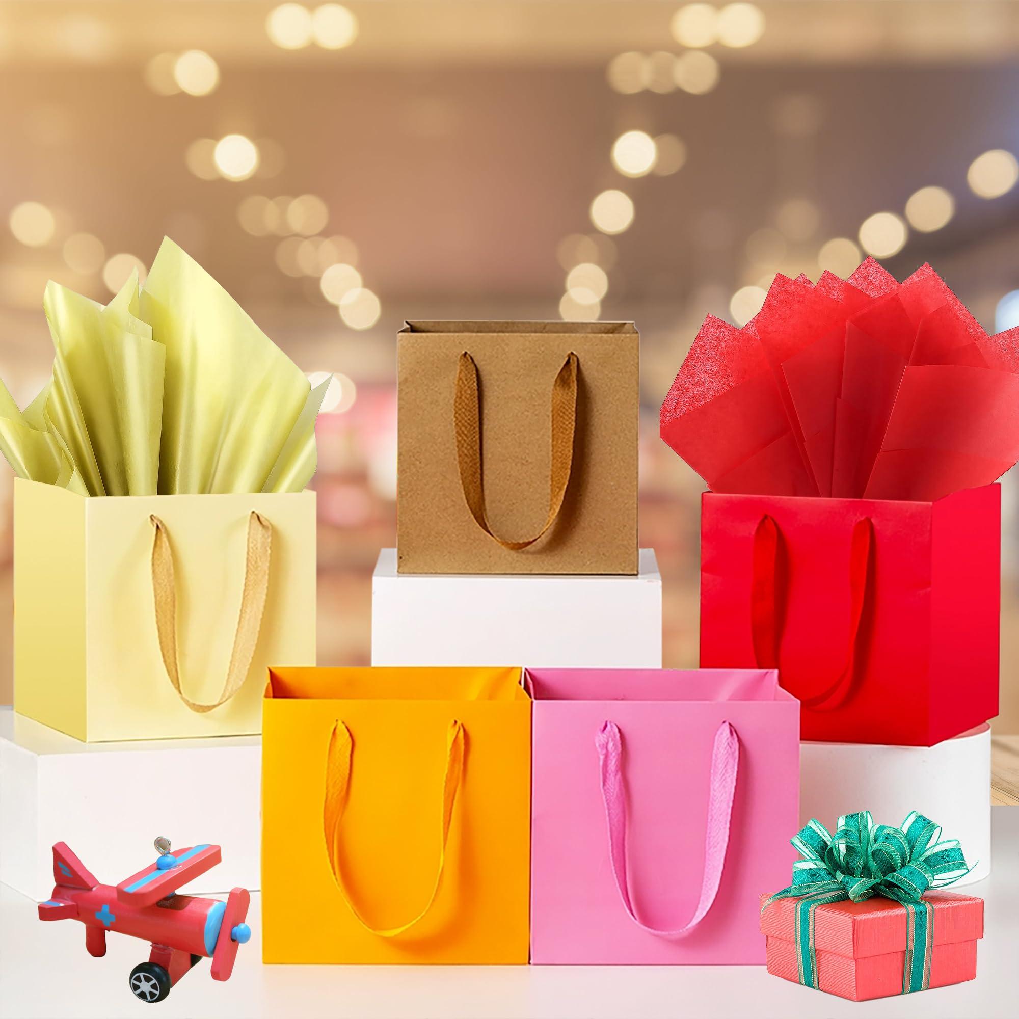 IN-JOOYAA IN-JOOYAA Brown Square Gift Bags Small Kraft Paper Bags Party Favor Bags with Rope Handle 10 Pcs (4 x 4 x 4 in, Brown)