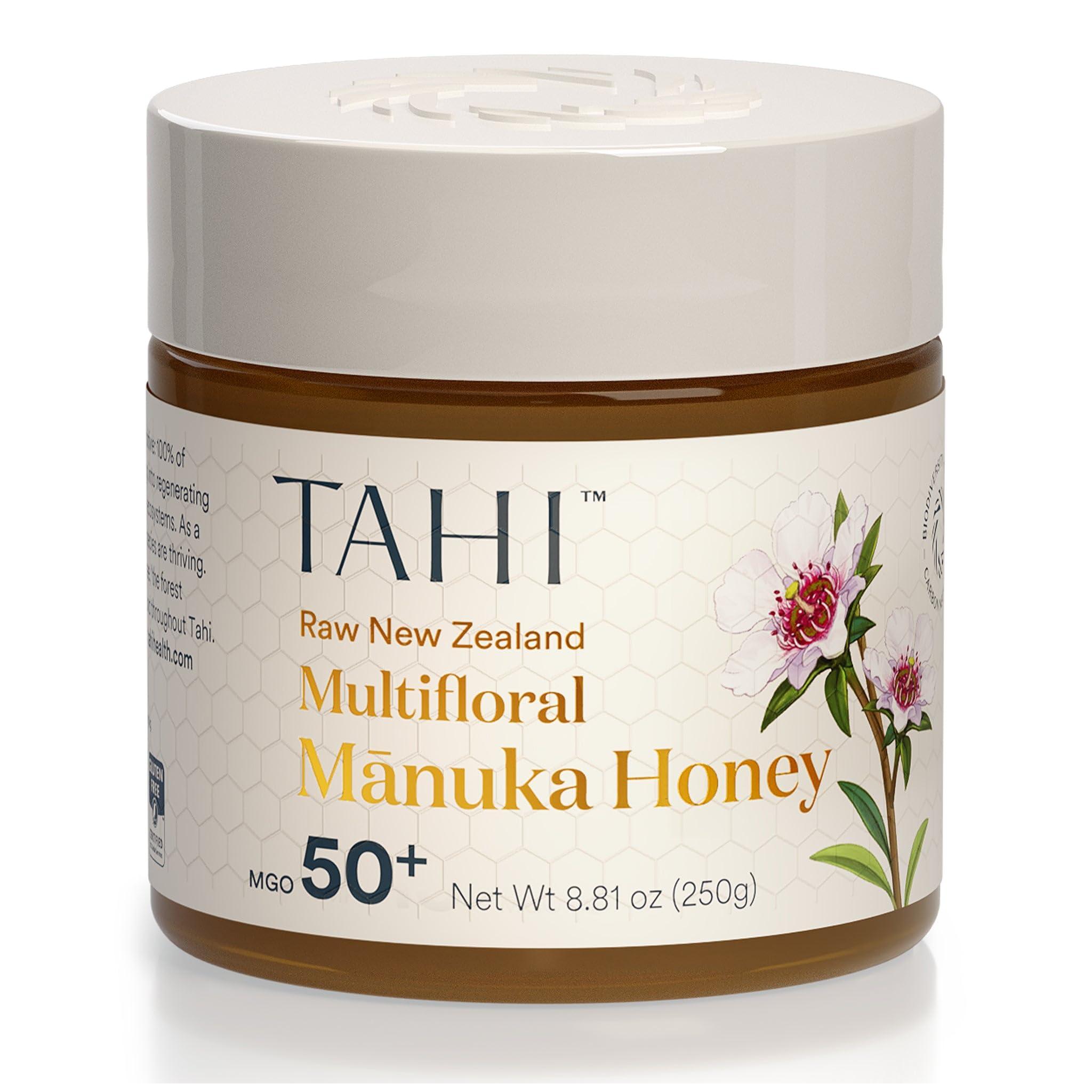 Tahi Tahi MGO 50+ Multifloral Raw Manuka Honey New Zealand - 100% Sustainable and Natural Honey - Non-GMO, Glyphosate-Free and Gluten-Free - New Zealand Manuka Pure Honey - 8.81oz