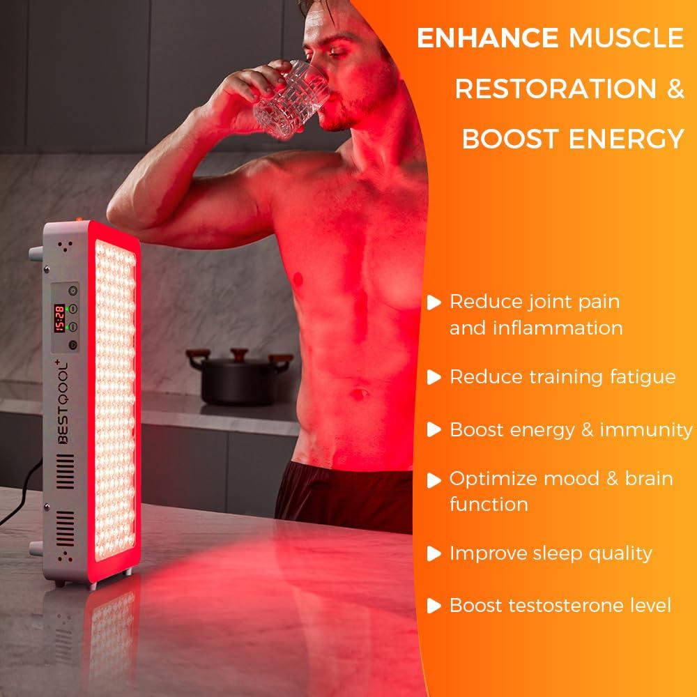 Bestqool Bestqool Red Light Therapy for face Body, 4 Wavelengths Near Infrared Light Therapy, 100 Elite Grade Dual Chip LEDs, High Power Red Light Panel for Pain, Muscle, Energy. 170W. Modular Design.