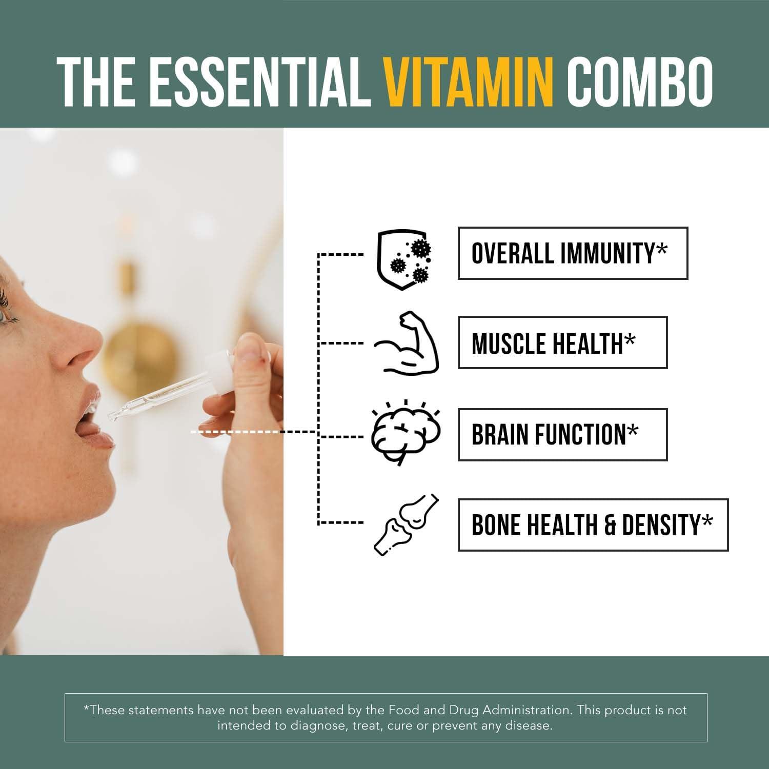 Triquetra Health Organic Plant D3 + K2 - 10,000 iu D3 - All-Trans MK7 from MenaQ7 (120 mcg K2) - 100% Organic & Plant-Based Sublingual D3 Drops (Cholecalciferol), 100% Vegan - Supports Immunity, Bone, Mood & Brain