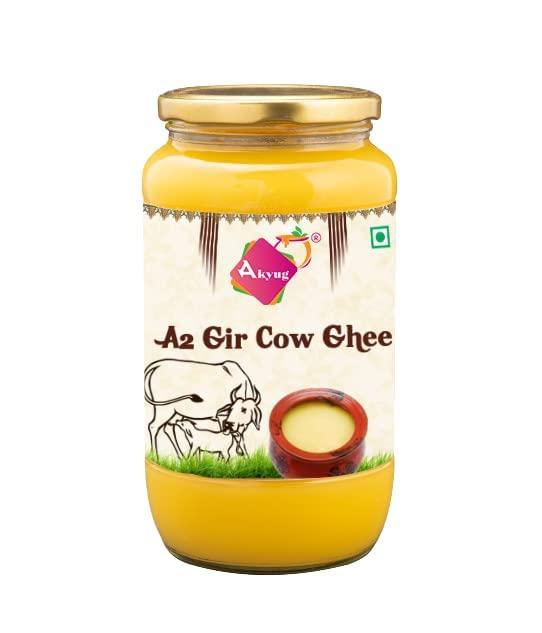 Blessfull Healing Akyug A2 Gir Cow Ghee | Desi Cow Ghee | A2 Rich Desi Ghee | Tradition Bilona Method (500 ml)