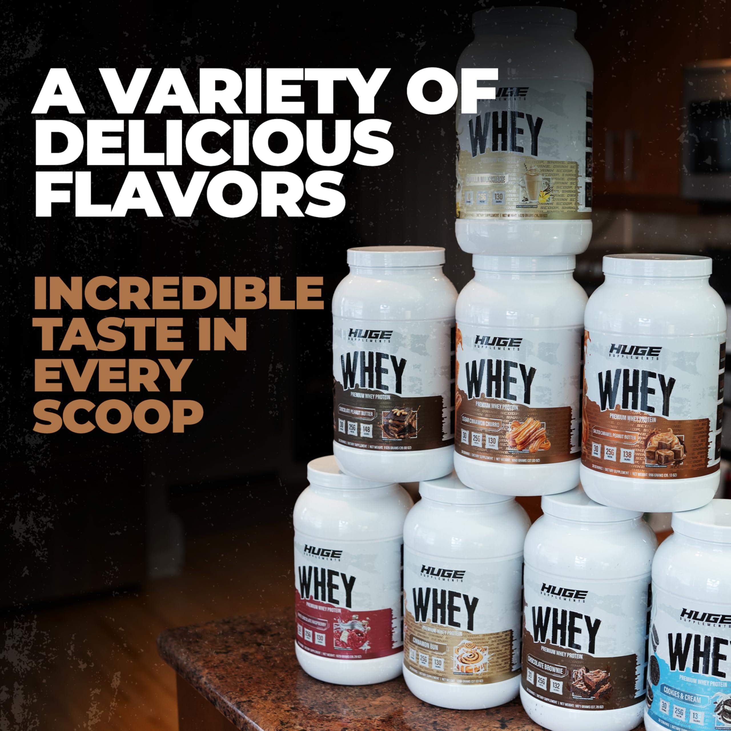 Huge Supplements Huge Whey, Protein Powder for Muscle Gain, 25g Protein, 12g EAAs, Supports Muscle Growth, Performance & Recovery (Chocolate Peanut Butter, 30 Servings)