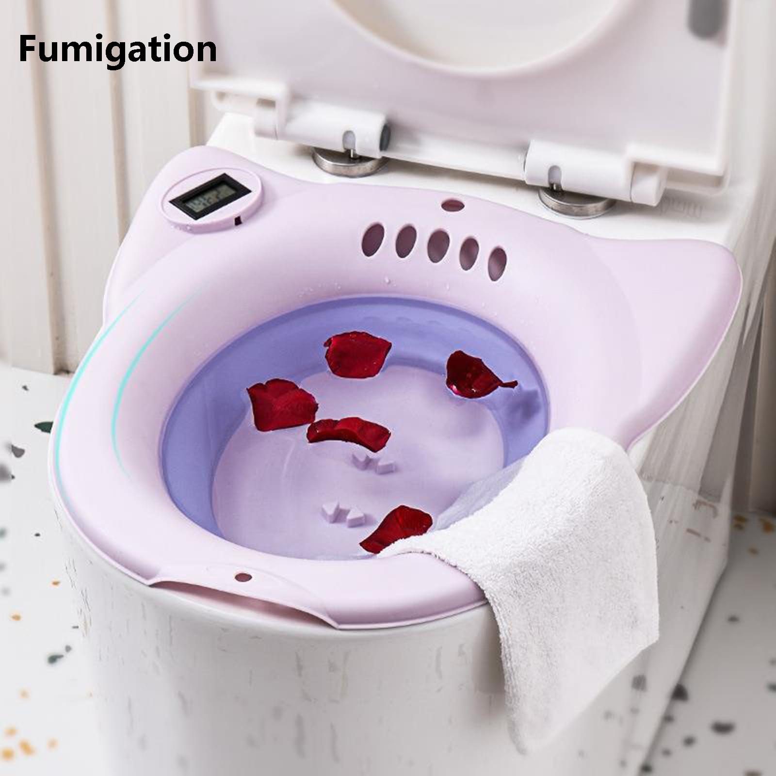 ZJDYDY Electric Sitz Bath for Hemorrhoids Toilet Seat Postpartum Care Sitz Bath Tub for Adults Women Sits Bath Kit for Women Collapsible Flusher Hose Drain Holes,Blue