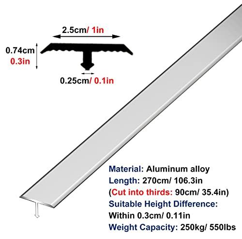 LJHU Threshold Transition Strips Durable Indoor Transition Strips, T-Mold Reducer Flute for Tile to Laminate/Wood to Tile, Customizable Size Easy Clean Floor Transition (Color : White, Size : Large)