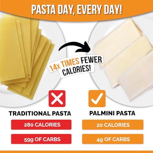 Palmini Palmini Lasagna Noodles | Low-Carb Pasta, Low-Calorie Hearts of Palm Pasta | Keto Pasta, Gluten Free, Vegan, Non-GMO, Plant Based Pasta, Healthy Noodles | Seen on Shark Tank |(12 Ounce - Pack of 6)