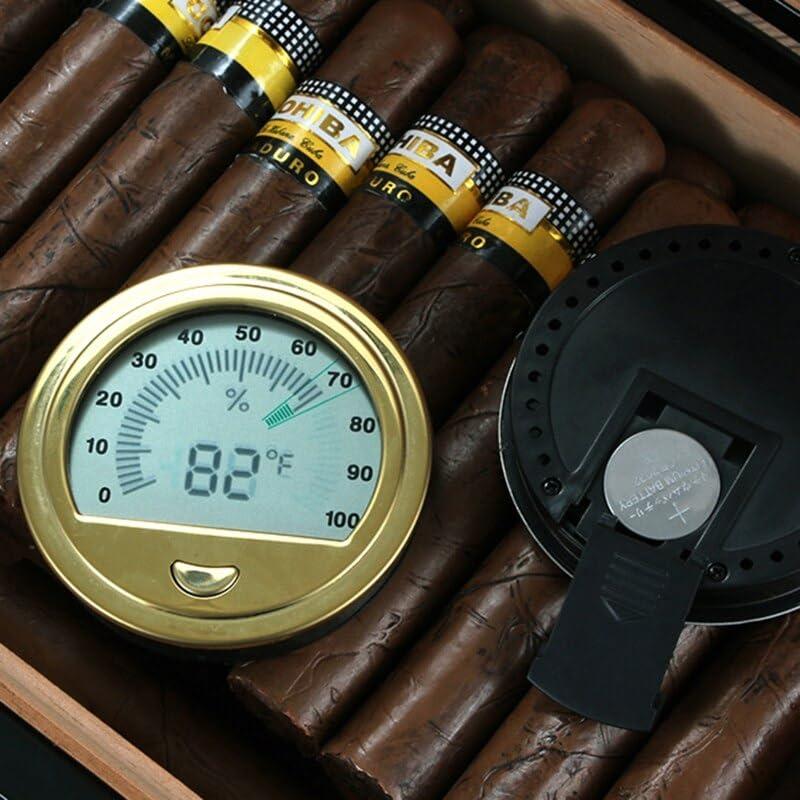 JKHFDDIG Digital Thermometer Hygrometer Humidity Temperature Meter for Cigar Round Shape M4YD (Color : Silver)
