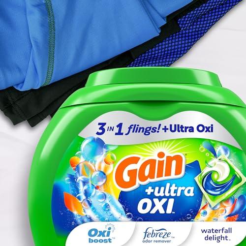 Gain Gain flings Ultra Oxi Laundry Detergent Pacs 3-in-1 HE Compatible, Waterfall Delight Scent, 76 Count