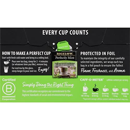 Bigelow Tea Bigelow Perfectly Mint Black Tea, Caffeinated, 20 Total Tea Bags