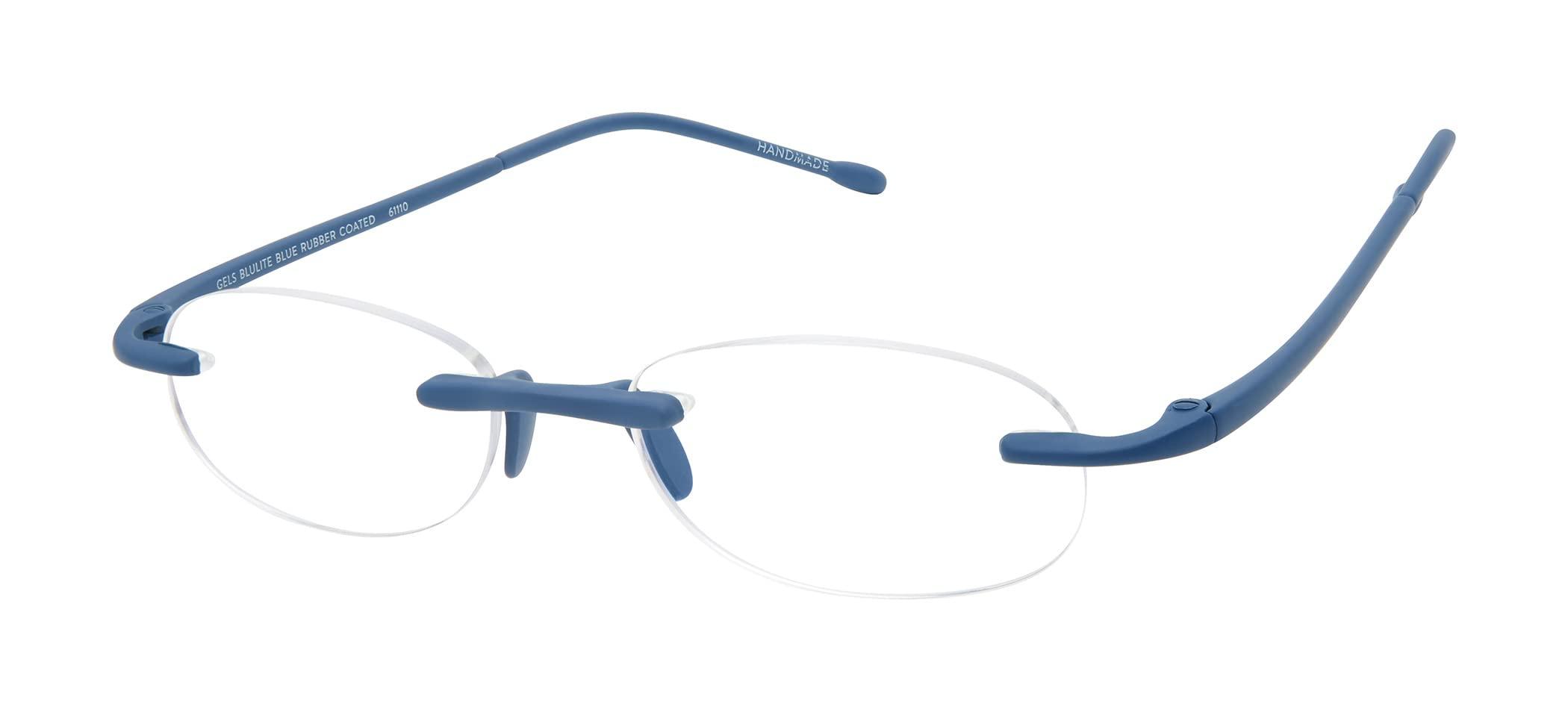 Scojo New York Scojo New York Gels Original Blue Light Reading Glasses | 1.5x BLUE RUBBER COATED | Readers for Men & Women | Stylish, Scratch-Resistant Lenses