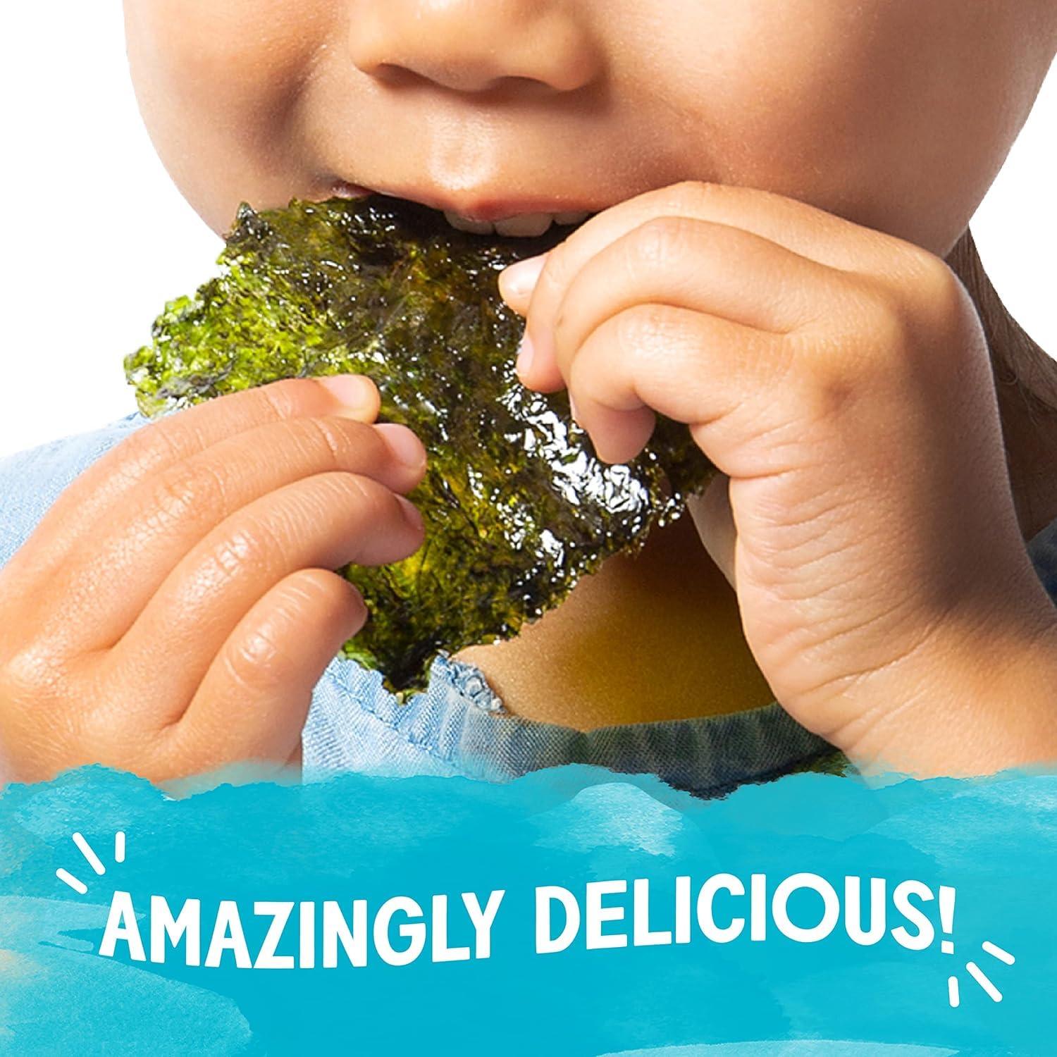 gimMe gimMe - Sea Salt - Organic Roasted Seaweed Sheets - Keto, Vegan, Gluten Free - Great Source of Iodine & Omega 3s - Healthy On-The-Go Snack for Kids Adults 4 Count (Pack of 2)