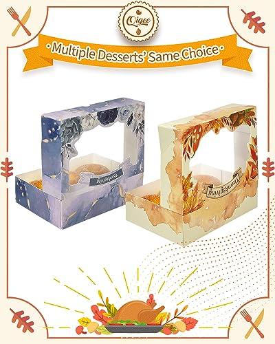 qiqee qiqee Thanksgiving Cookie Boxes for Gift Giving 8x5.3x2 inch 24Packs Bakery Box with Window Treat Box for Donuts Candies and Biscuit