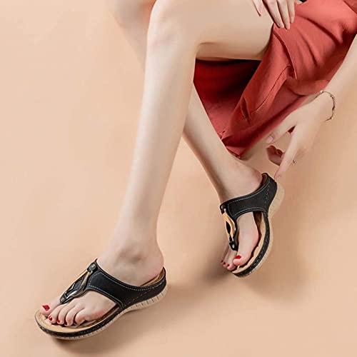 Generic Orthotic Flip Flops for Women, Plantar Fasciitis Sandals for Flat Feet with Arch Support Thong Style Flip Flops Sandals for Comfortable Walk,Black,39