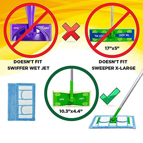 klaqian Klaqian 4 Pack Reusable Microfiber Mop Pads for Swiffer Sweeper and All 10-12 Inch Flat Mop Upgraded Wet Dry Cleaning Pads for All Hard-Floor