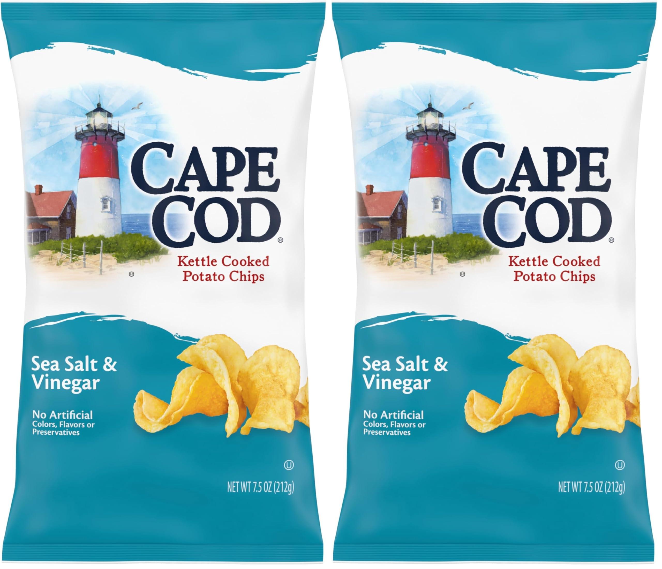 Cape Cod Cape Cod Potato Chips, Sea Salt and Vinegar Kettle Chips, 7.5 Oz (Pack of 2)