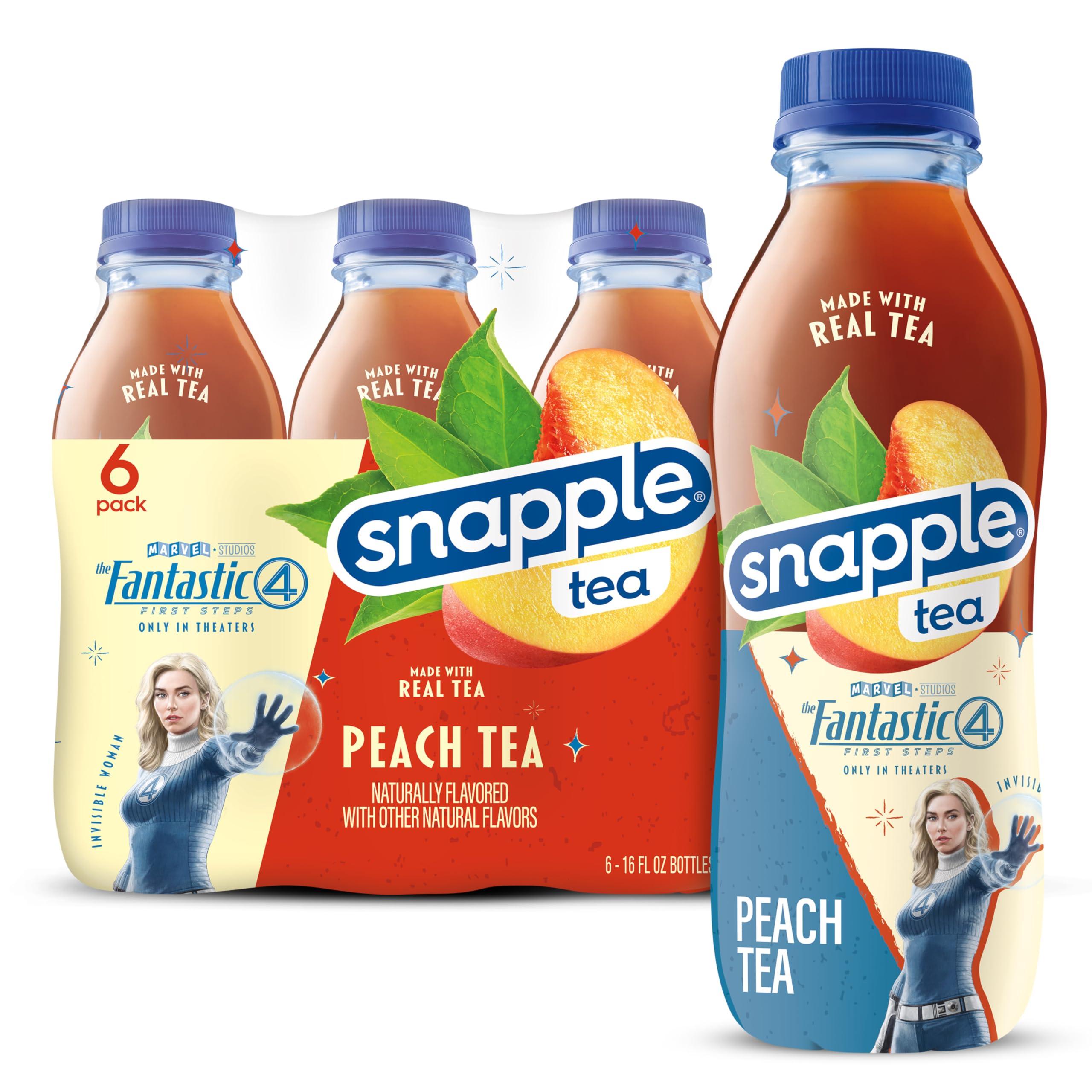 Snapple Snapple Peach Tea, 16 fl oz recycled plastic bottle, 6 pack