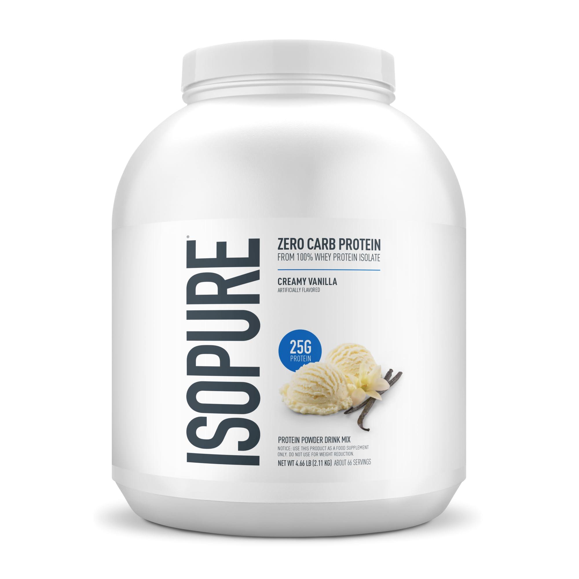 Isopure Isopure Zero Carb 100% Pure Whey Isolate Protein Powder, Lactose Free, Gluten Free, With Vitamins, Creamy Vanilla, 25g Protein Per Serving, 4.5 Lbs, 66 Servings