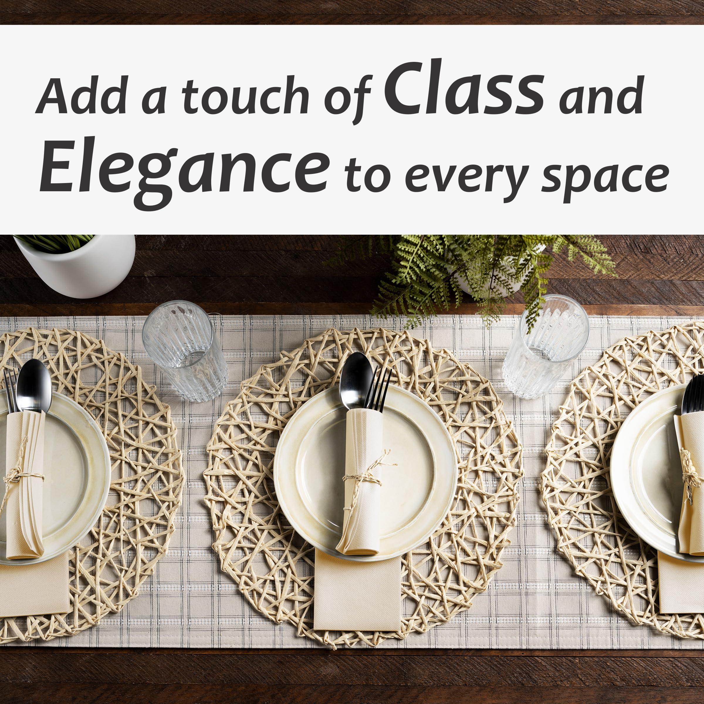 Servietto 50-Pack Disposable Linen-Feel Caramel Napkins, 12\" x 17\" Cloth-Like Paper Dinner Napkins For Wedding, Bathroom, Party Or Event