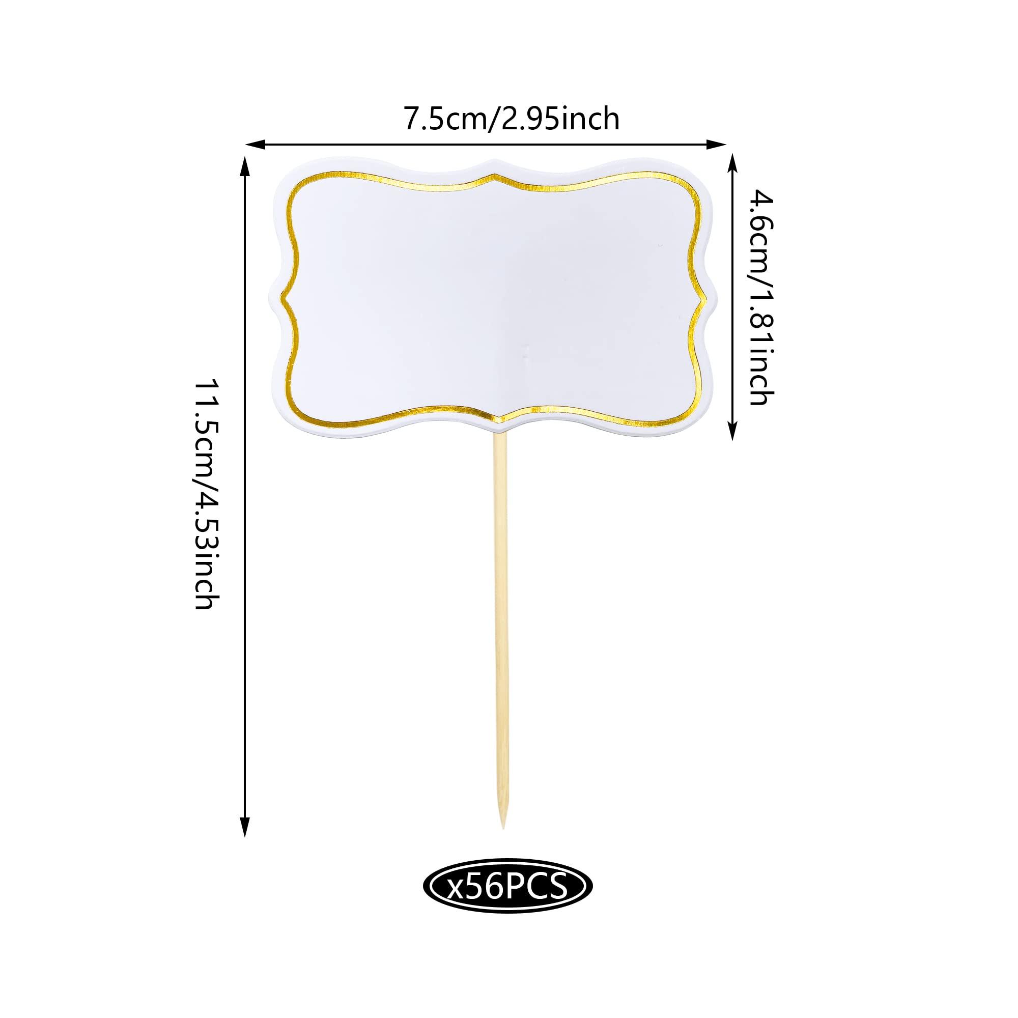 RASSLISA 56 PCS White Cheese Markers Cake Topper Toothpick Cupcake Toppers for Charcuterie Board Buffet Labels Blank Toothpick Flags Appetizer Signs Cupcake Toppers Picks for Charcuterie Board Decorations