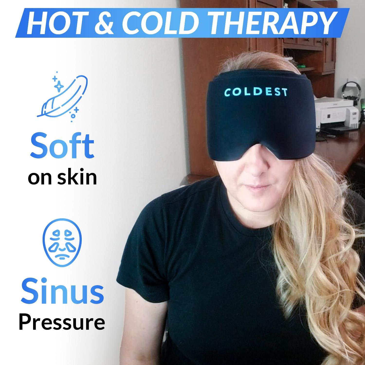 The Coldest Water Coldest Gel Ice Headache Migraine Face Relief Hat, Cold Therapy Migraine Relief Cap Migraine Ice Head Wrap Ice Pack Mask, Cold Compress Headache Relief Cap