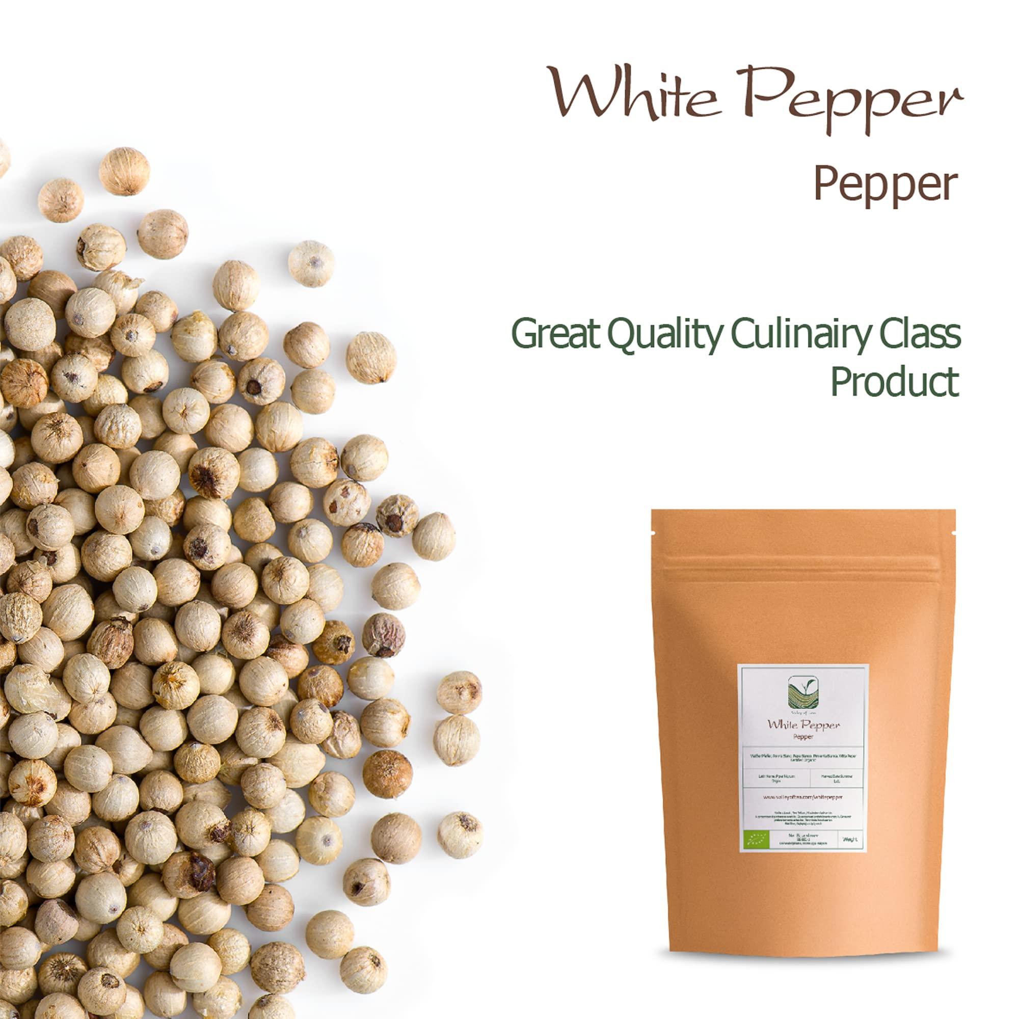 Valley of Tea White Peppercorns Whole Pepper - White Peppercorn Spice - White Peppercorns For Grinder Whole White Pepper Peppercorns White Peppercorn Whole White Peppercorns Grinder Whole Spice Pepper White 100g