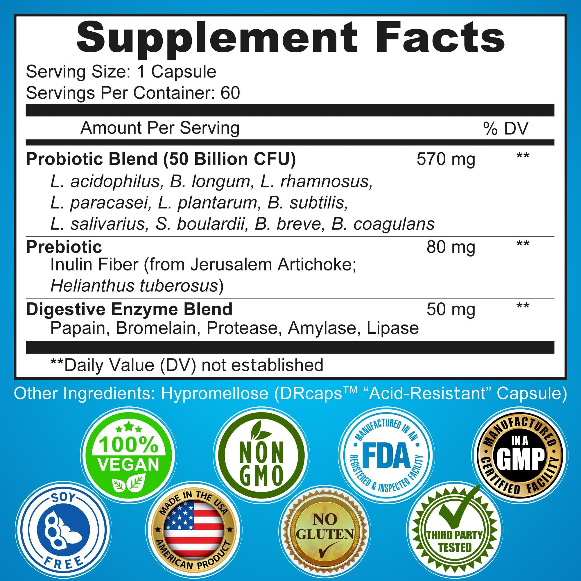 SUPPLEMENTS STUDIO Probiotics with Digestive Enzymes and Prebiotic, 3-In-1 Vegan Multi Enzyme Complex - Bundle up with - Quercetin with Bromelain Vitamin C and Zinc & Liposomal Vitamin C 1500mg Capsules