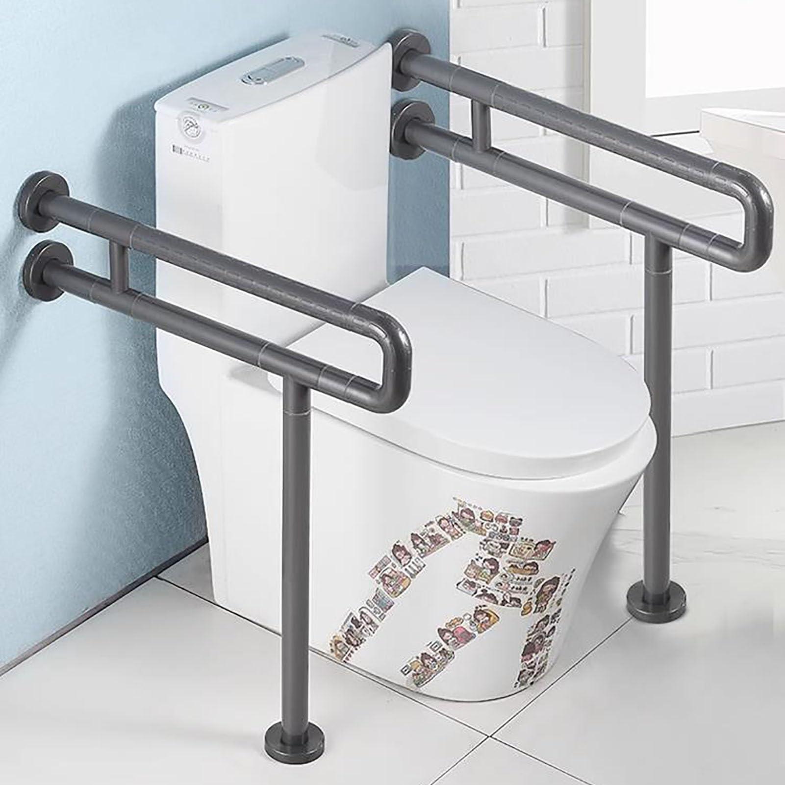 BESNUT Handicap Grab Bars for Bathroom, Stainless Toilet Grab Bar with Textured Grip, Toilet Safety Rails with Leg for Elderly