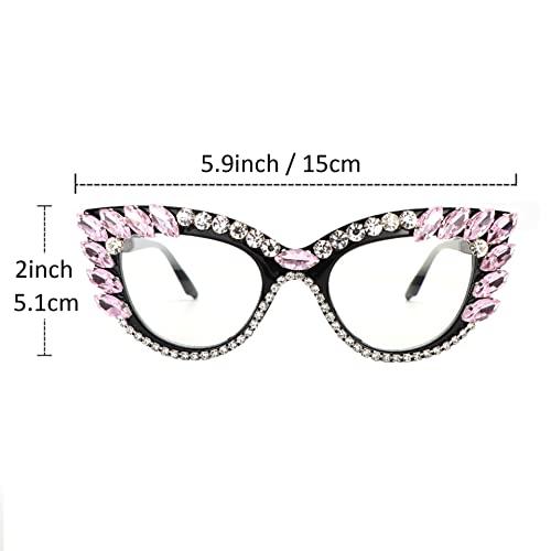 Melrose Melrose Blue light blocking reading glasses, ladies computer goggles, personality avant-garde decorative glasses (2PCS white+pink, 4)