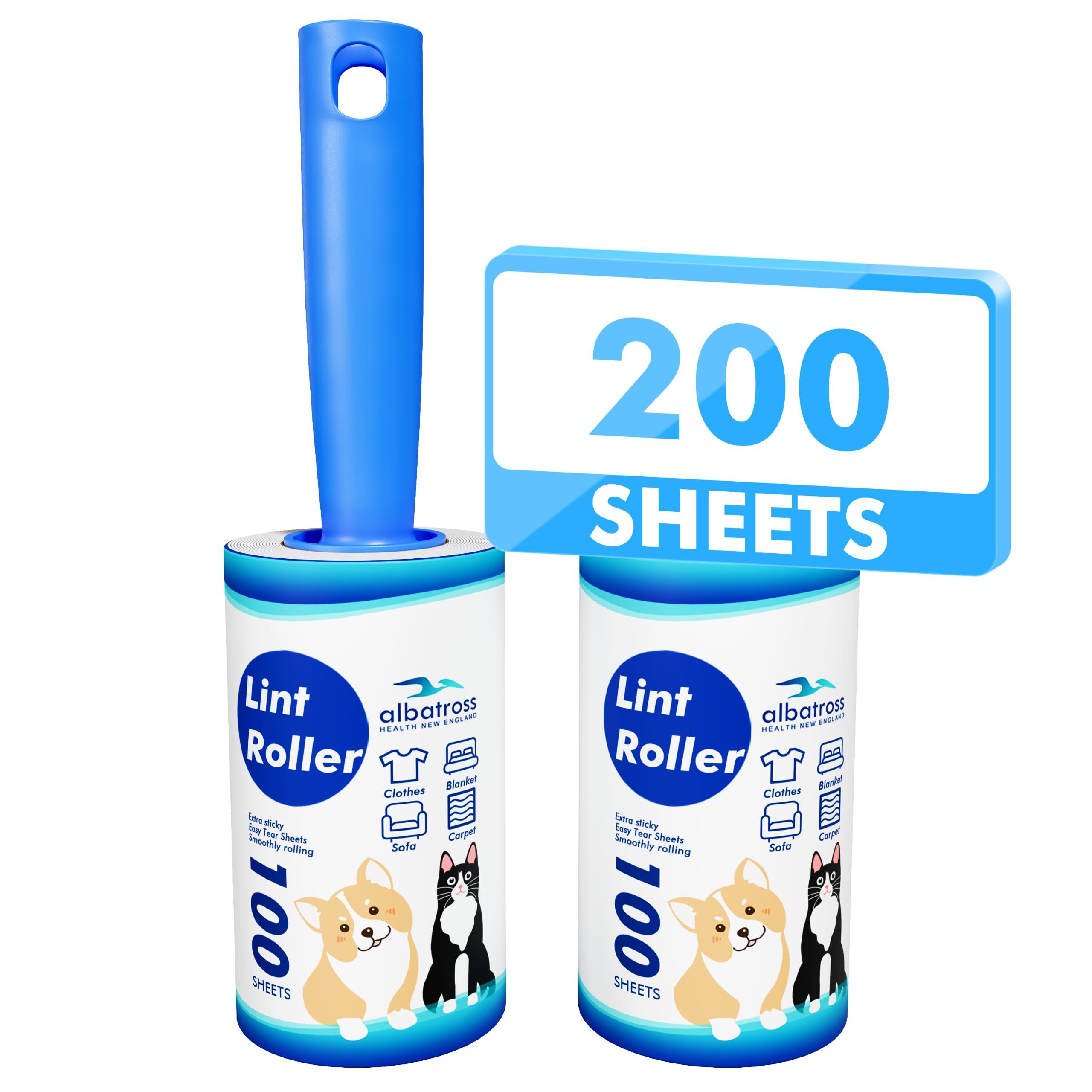 Albatross Health New England Lint Rollers for Pet Hair Extra Sticky, 200 Sheets Lint Rollers for Pet Hair Removal, Dog and Cat Lint Remover for Clothes, Furniture, Carpet