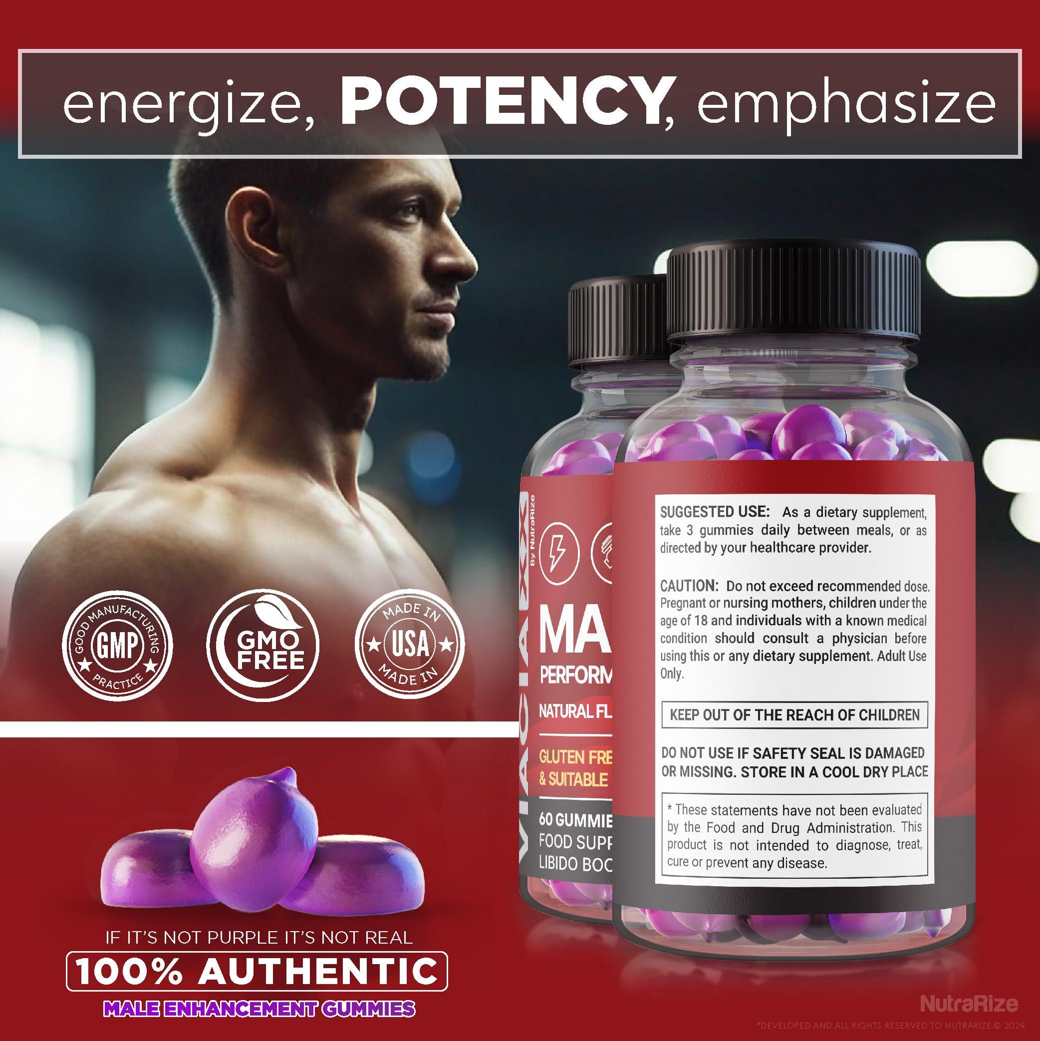 NutraRize (3 Pack) Viacia XX Male Gummies - ViaciaXX All Natural Supplement for Men, Daily Health Formula for Overall Performance and Endurance, Official Premium Gummy Reviews (180 Gummies)