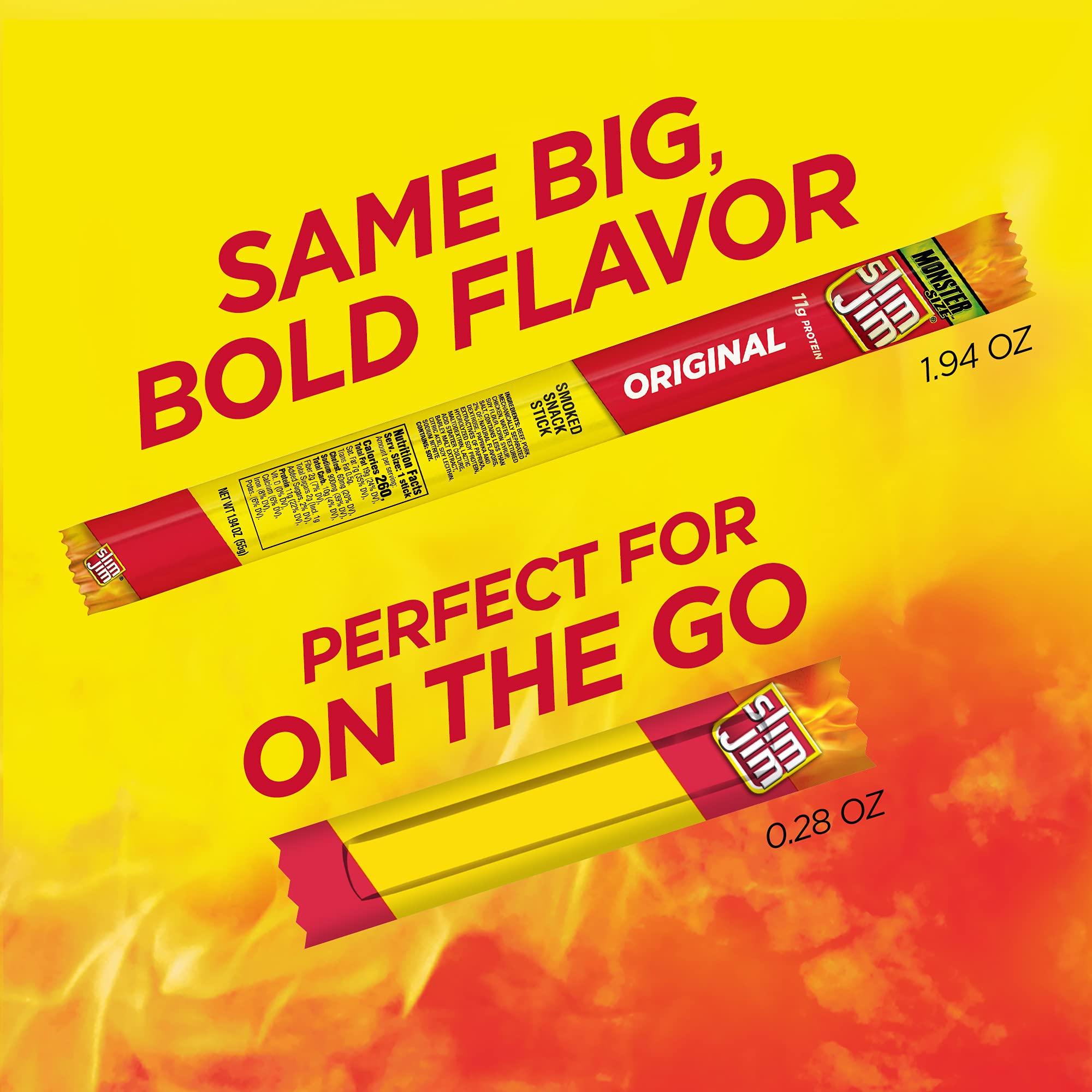 Slim Jim Slim Jim Smoked Meat Sticks, Original Flavor, 6g Protein Per Serving, Snack Size, 0.28 oz. (26 Count)
