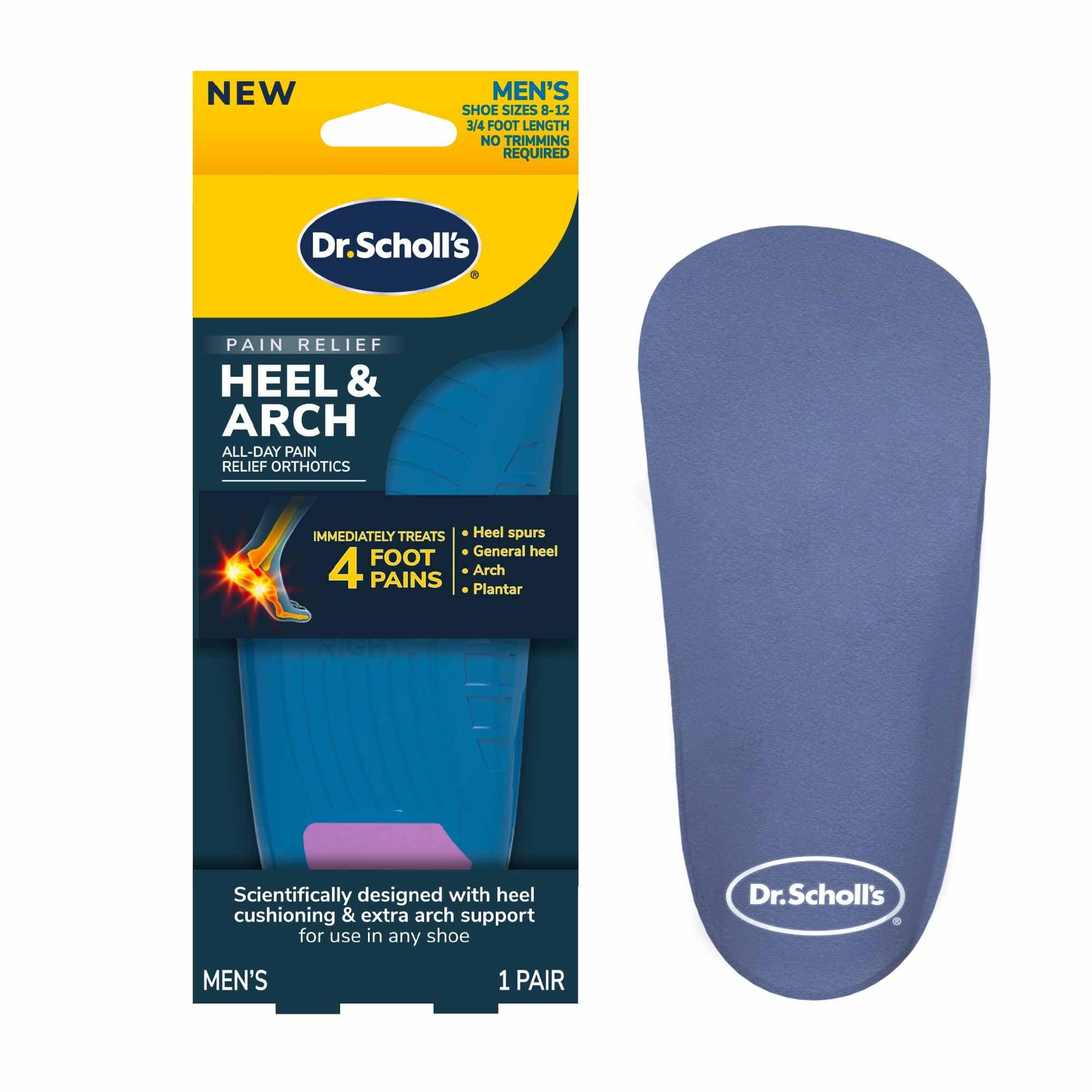 Dr. Scholl\'s Dr. Scholl\'s Men\'s 8-12 Heel & Arch Orthotics and PROFOOT Men\'s 8-13 Gel Heel Shock Absorbing Insoles for Plantar Fasciitis & Heel Pain, 1 Pair Each
