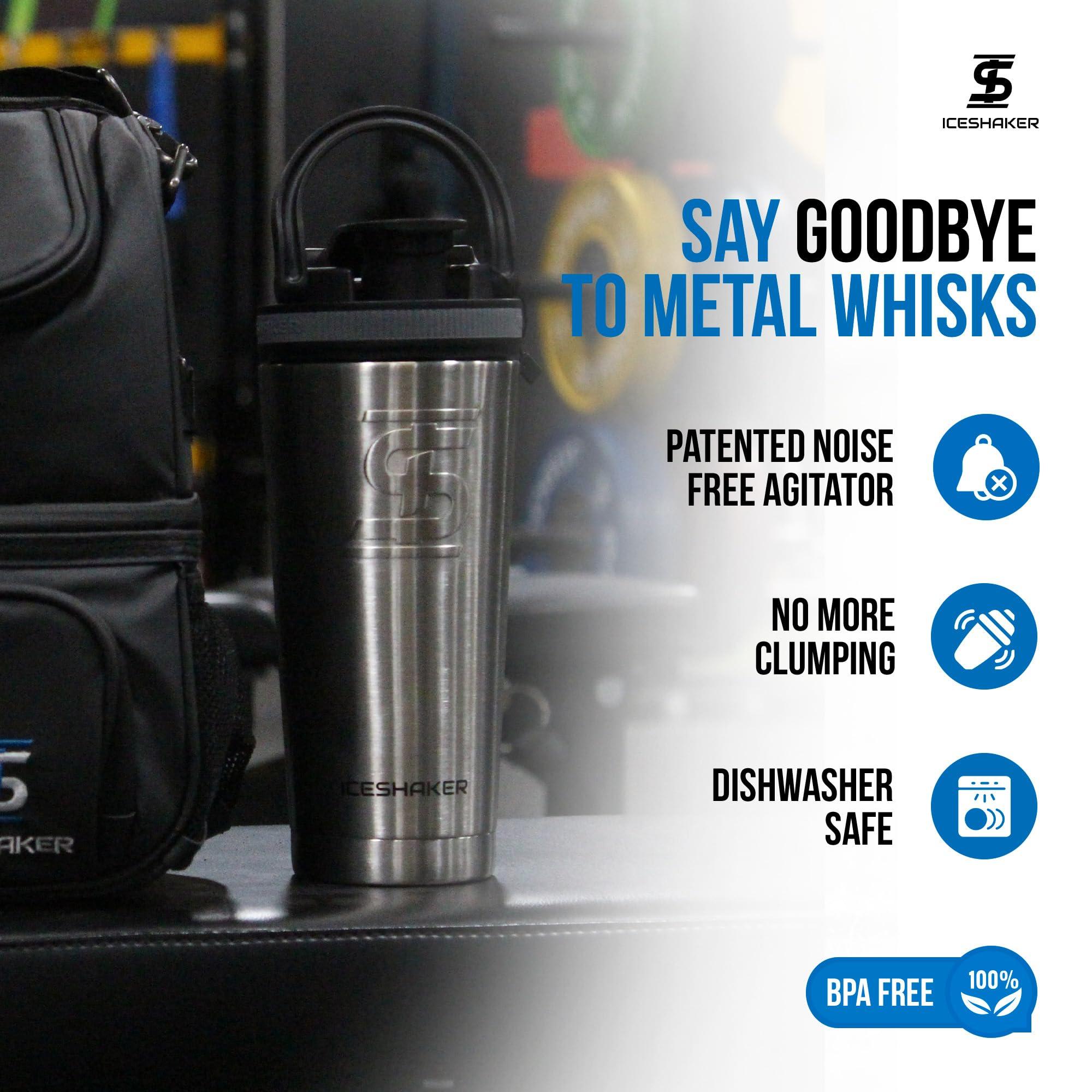 Ice Shaker Ice Shaker Insulated Stainless Steel Shaker Bottle | 26oz , Stainles Steel | Cold for 30+ Hours | Insulated Cup with Twist-on Agitator | Odor-Free Shaker Cup for Protein Shakes, Water, Smoothies, Cocktails