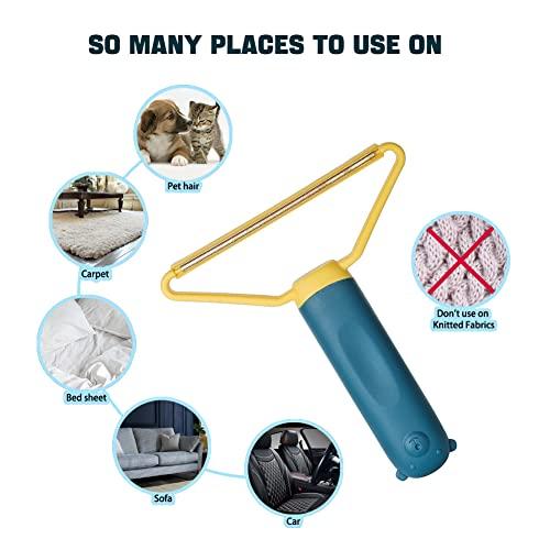 Generic Pet Hair Remover Portable, Dog Lint Remover,Cat Hair CleanerReusable Pet Hair and Lint Remover, Dual-Head Portable Cleaner for Carpet, Car and Fur, 3 Color Options for Rug Scraper Tool (Blue)