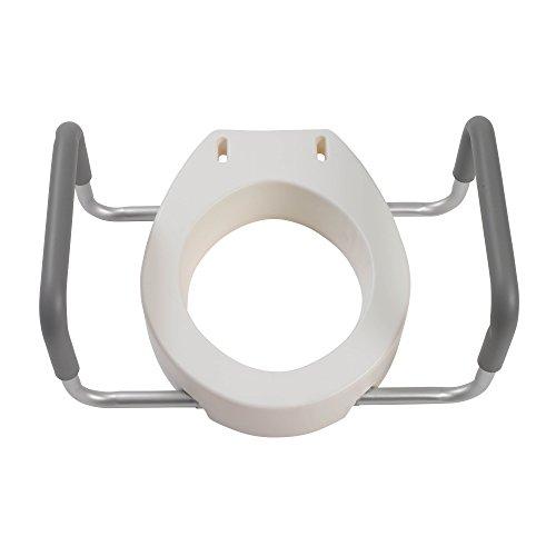 Drive Medical Drive Medical 12402 Premium Raised Toilet Seat with Removable Metal Arms, Standard Seat, White