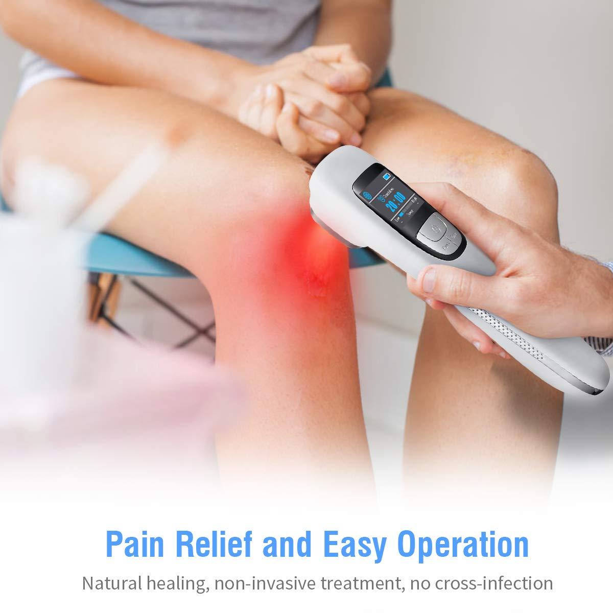 SINORIKO Red Light Therapy Device for Shoulder Back Knee Joint Muscle Pain Relief, 13pcs x 650nm + 3pcs x 808nm, 4 Power + 4 Timer, Handheld Cold Laser Therapy Device for Dogs Pet Horse