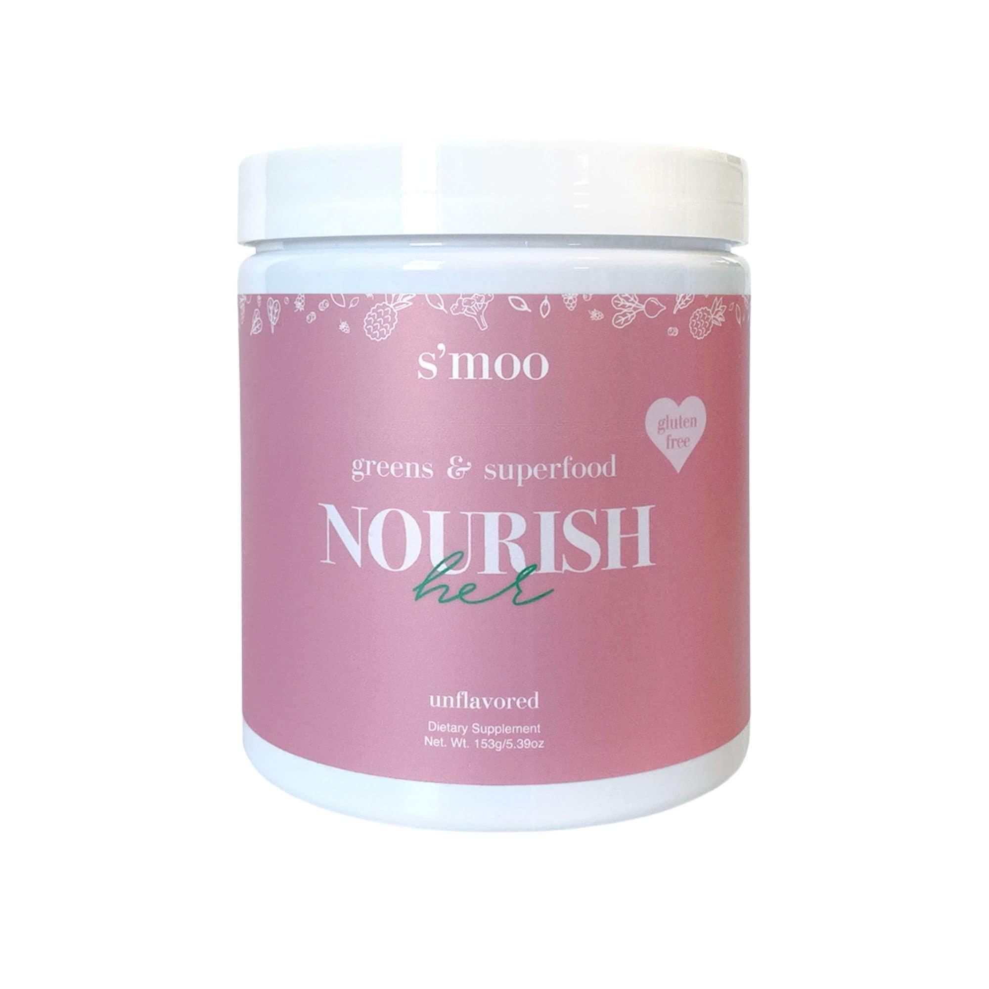 S'moo Nourish(her) - Greens Blend Superfood: Super Greens Powder with Spirulina, Chlorella, Beet Root Powder - Gluten Free - Digestive Health, Immunity, Nutrition, Alkalizing, Energizing - 30 Servings