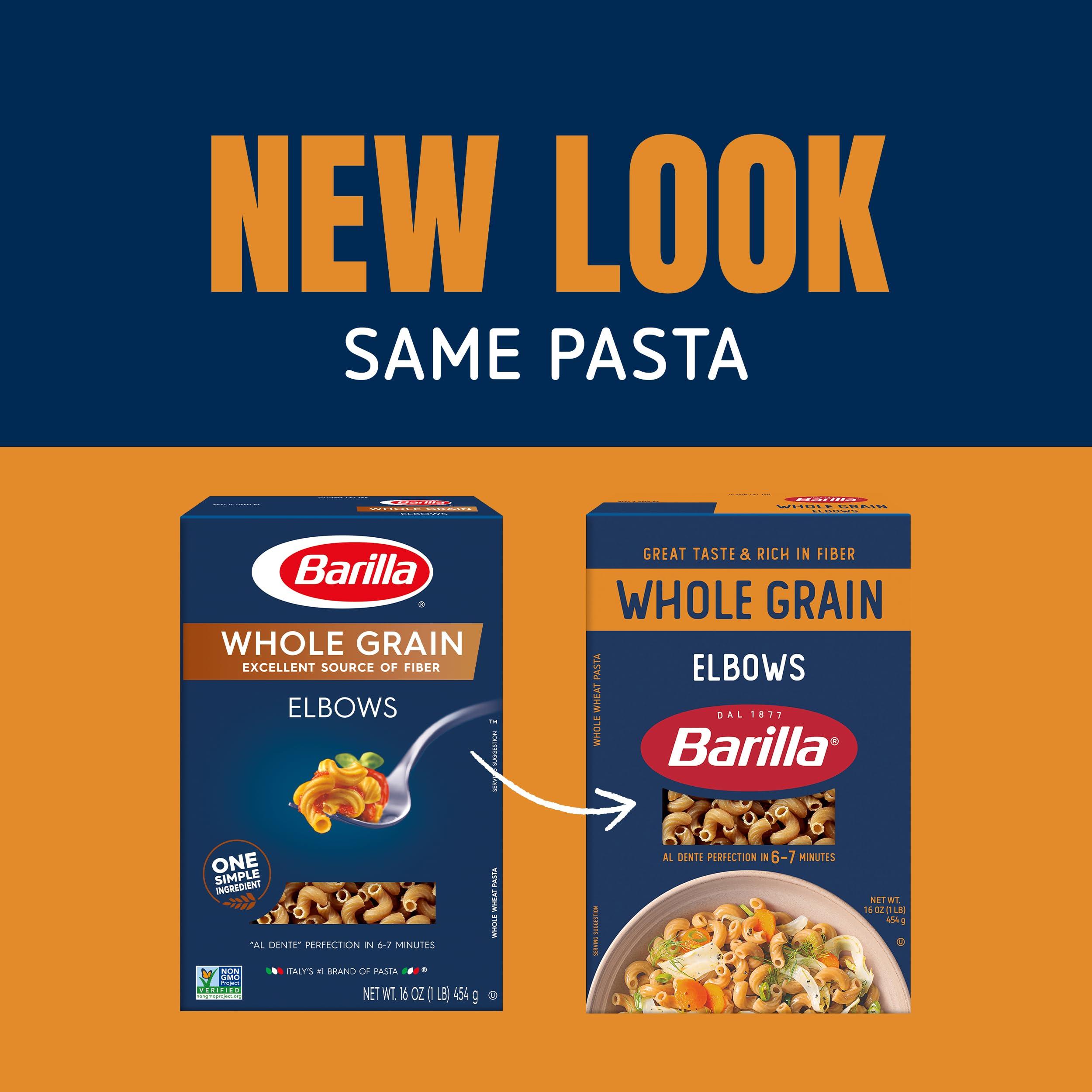 Barilla Barilla Whole Grain Elbows Pasta, 16 oz. Box (Pack of 12) - Non-GMO Pasta Made With 100% Whole Grain Durum Wheat - Great Source of Fiber