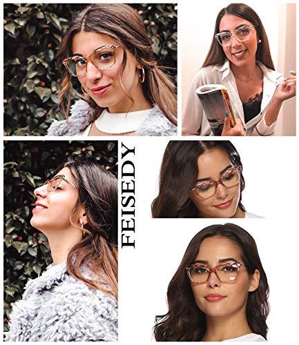 FEISEDY FEISEDY Crystal Cat Eye Glasses Frame Blue Light Blocking Computer Eyewear B2500