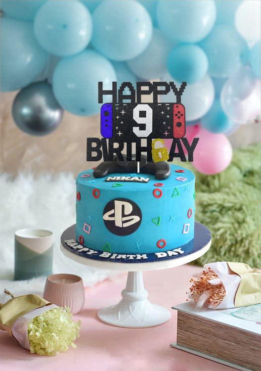 keonsatrz Happy 9th Birthday Video Game Cake Topper for Kids Boys Girls 9-Years-Old Birthday Party Decoration - Level 9th Birthday Cake Topper (happy 9th birthday)
