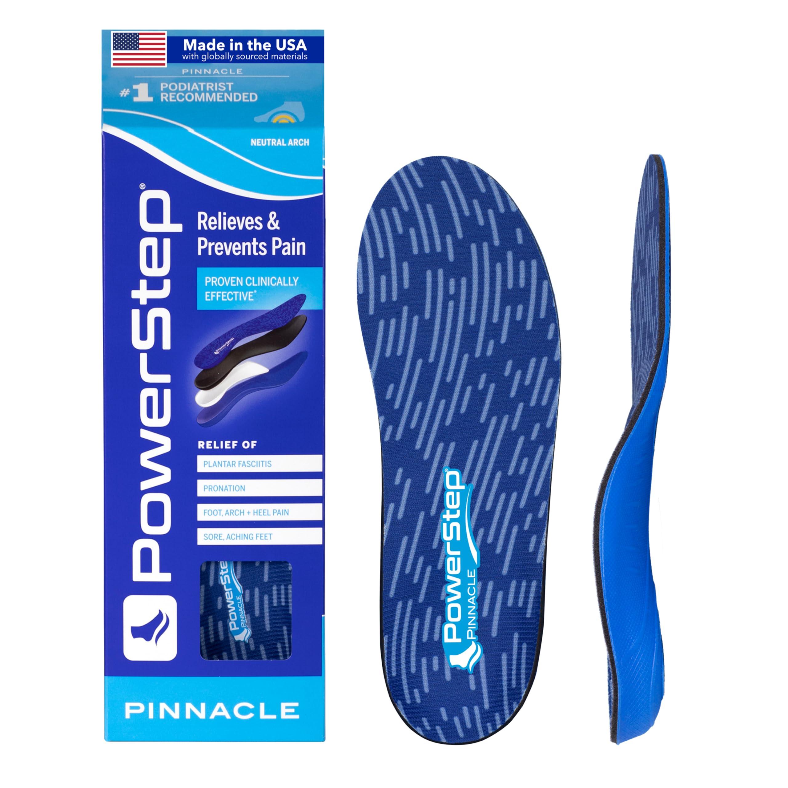 Powerstep Powerstep Pinnacle Insoles - Orthotics for Plantar Fasciitis Relief - Full Length Orthotic Insoles for Arch Support with Moderate Pronation - #1 Podiatrist Recommended (M 16)