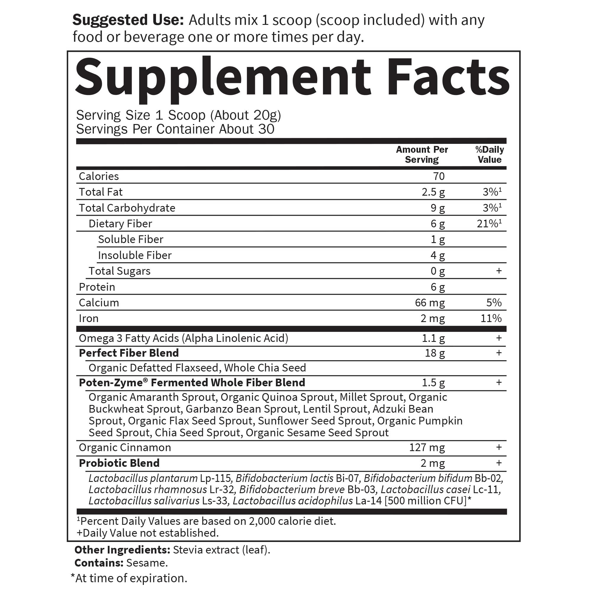 Garden of Life Garden of Life Super Seed - Vegetarian Whole Food Fiber Supplement with Protein and Omega 3, 1 Lb 5oz (600g) Powder