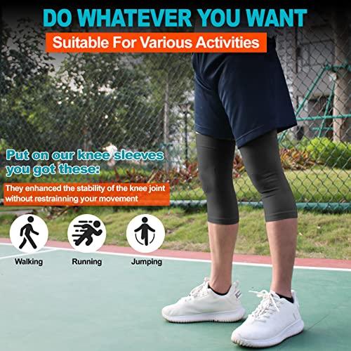 MGANG Knee Compression Sleeves, 1 Pair, Can Be Worn Under Pants, 20-30mmHg Strong Support Knee Brace for Unisex, Knee Support for Meniscus Tear, Arthritis, Pain Relief, Injury Recovery, Daily Wear, Black L