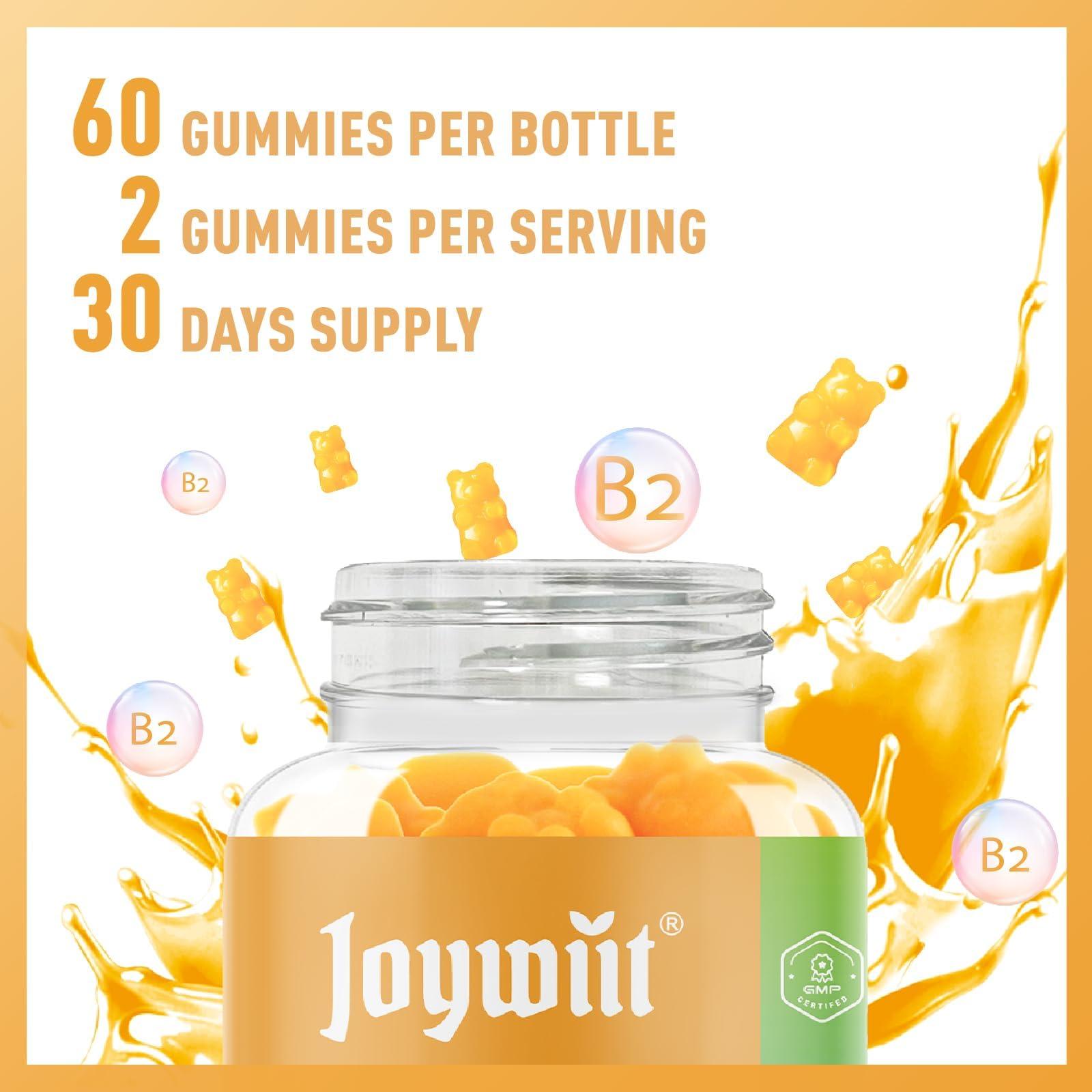 Joywiit Joywiit Vitamin B2 Gummies | Riboflavin 400mg | b2 Vitamin 400mg Chewable for Adults and Kids, Migraine Relief & Energy and Nervous System Support, Non GMO, Vegan - 120 Counts