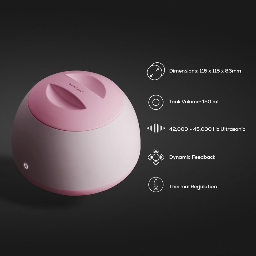 Zima Dental Zima Dental Pod | Rose Pink | Ultrasonic Retainer Cleaner Machine | Aligner, Nightguard, Mouth Guard, Denture Cleaner | Oral Dental Care FSA HSA Approved