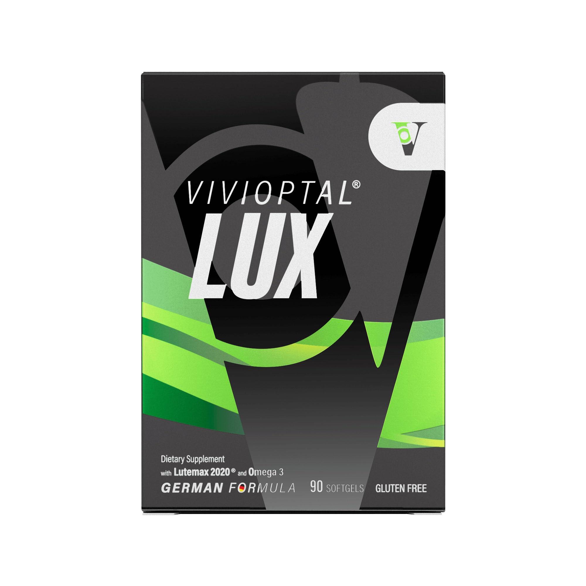 Vivioptal Vivioptal Lux, 90 Softgels, Adult Vitamins, Improve Visual Performance, Omega 3, Zinc, and Vitamin C & E, Multivitamin & Multimineral, Gluten Free, German Formula